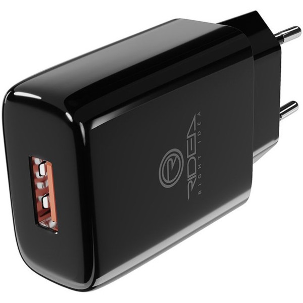 Фото - Сетевое зарядное устройство Ridea Element 2.1 A Black (RW-11011)