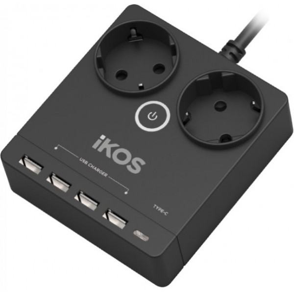 Фото - Сетевой фильтр Ikos F25S-CU Black (0006-CEF)