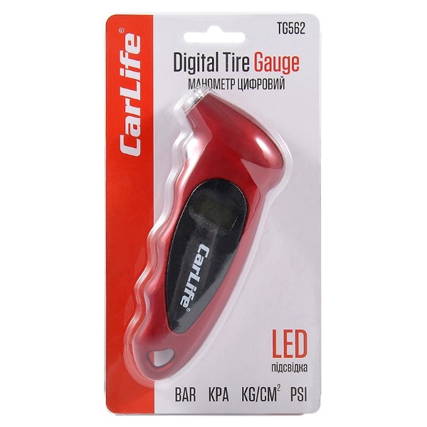 Фото - Манометр автомобильный CarLife цифровой, 7Bar, LED подсветка (TG562)