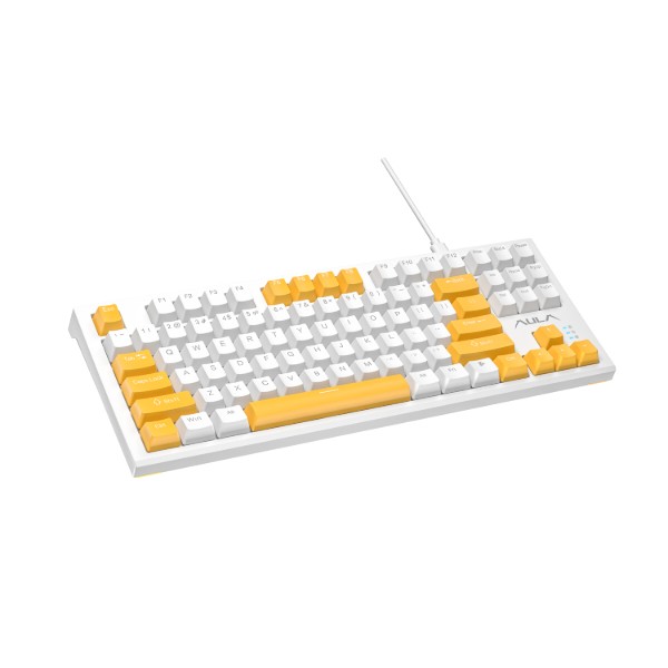 Фото - Клавиатура проводная Aula F3032 White keycaps, plus 21 Yellow keys KRGD Red EN/UA (6948391204680)