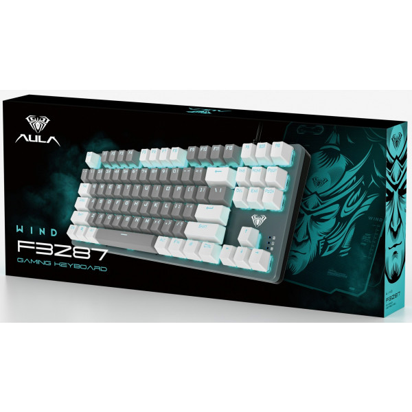 Фото - Клавиатура проводная игровая Aula F3287 White/Grey Keycap KRGD Blue (6948391240688)