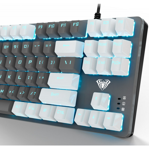 Фото - Клавиатура проводная игровая Aula F3287 White/Grey Keycap KRGD Blue (6948391240688)