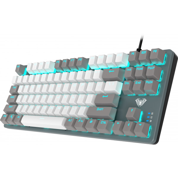 Фото - Клавиатура проводная игровая Aula Mechanical F3287 Grey/White keycap KRGD Blue (6948391240954)