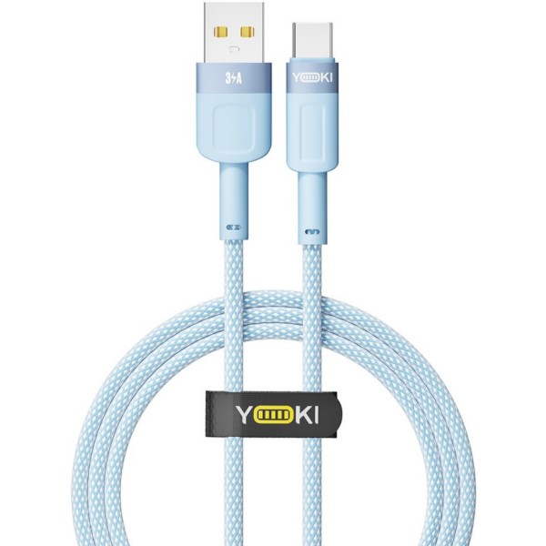 Фото - Кабель YOKI STYLE Type-C 3A 1.2m Blue (YK-ST41)