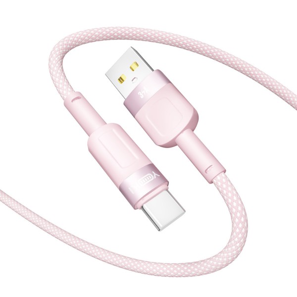 Фото - Кабель YOKI STYLE Type-C 3A 1.2m Pink (YK-ST41)