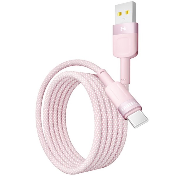 Фото - Кабель YOKI STYLE Type-C 3A 1.2m Pink (YK-ST41)