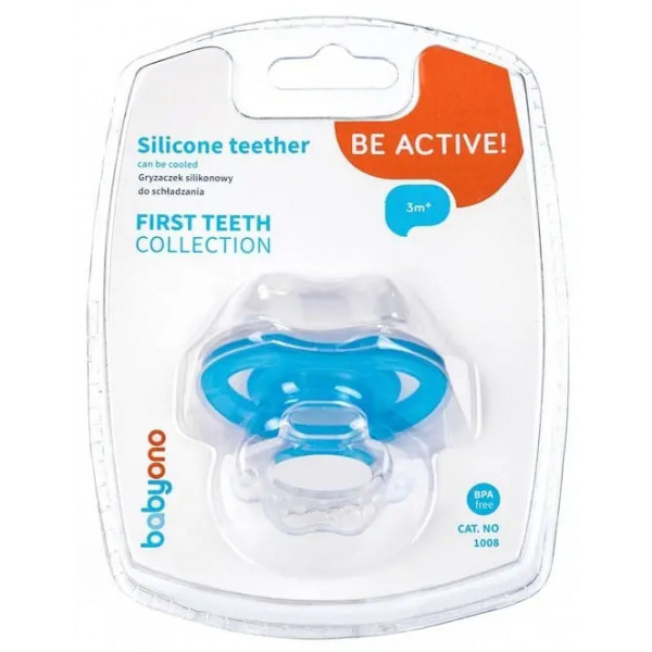 Фото - Прорезыватель с охлаждением BabyOno Первые зубки Голубой (1008/01)