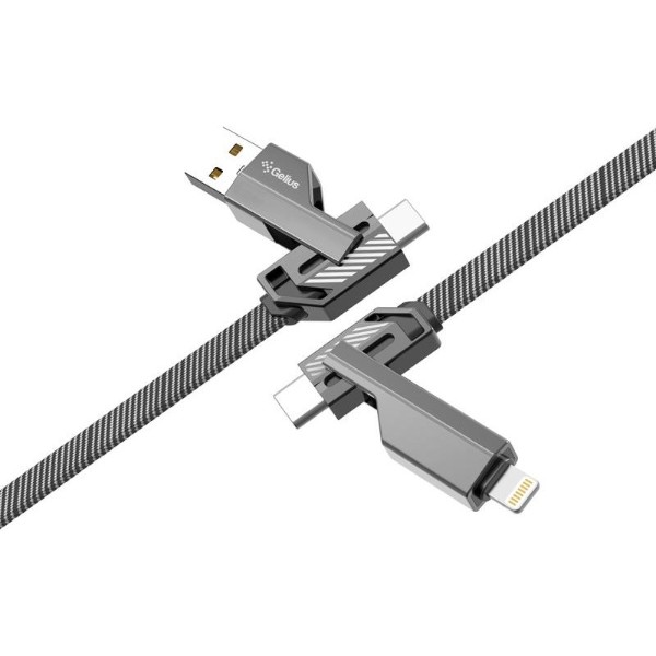 Фото - Кабель Gelius Twister 4в1 USB-A/Type-C to Type-C/Lightning 60W 1,2m Gray (GP-UCN004)