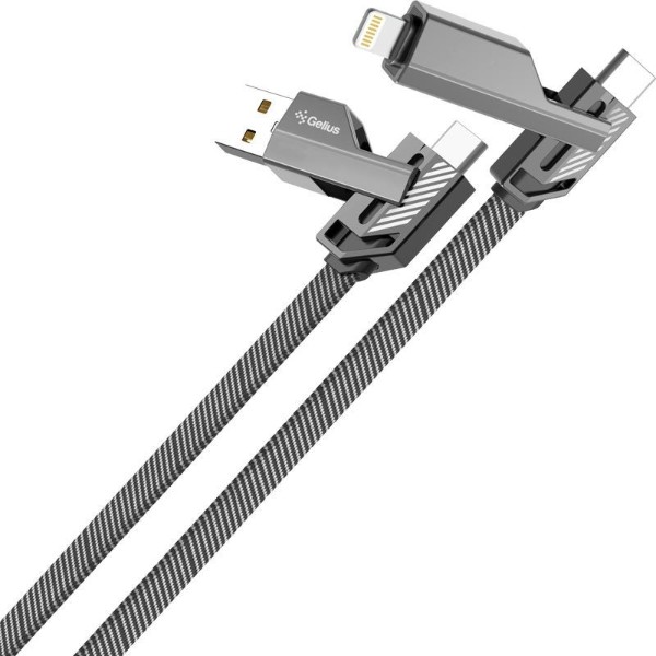 Фото - Кабель Gelius Twister 4в1 USB-A/Type-C to Type-C/Lightning 60W 1,2m Gray (GP-UCN004)