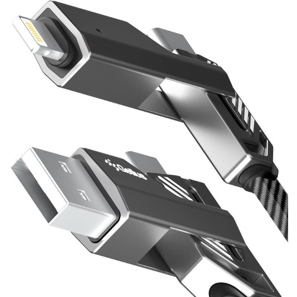 Фото - Кабель Gelius Twister 4в1 USB-A/Type-C to Type-C/Lightning 60W 1,2m Gray (GP-UCN004)