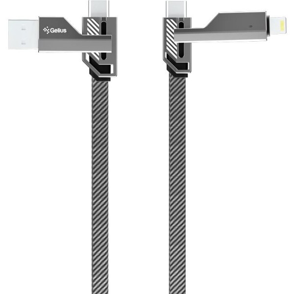 Фото - Кабель Gelius Twister 4в1 USB-A/Type-C to Type-C/Lightning 60W 1,2m Gray (GP-UCN004)