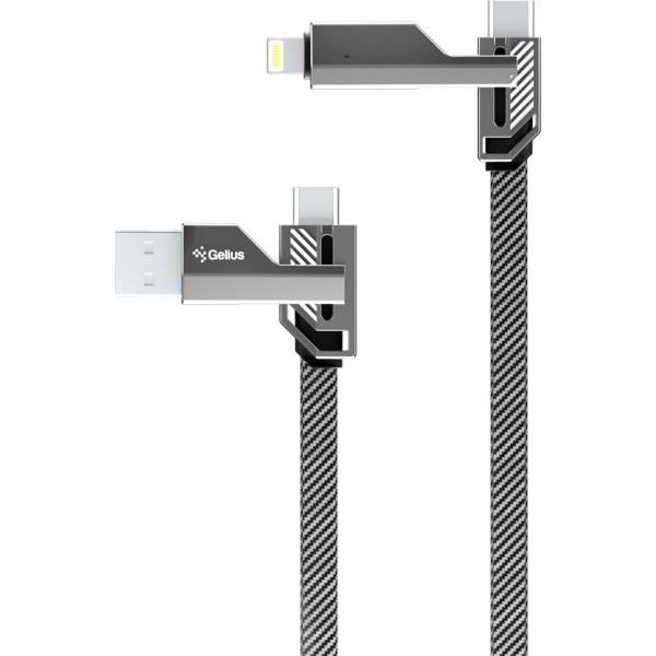 Фото - Кабель Gelius Twister 4в1 USB-A/Type-C to Type-C/Lightning 60W 1,2m Gray (GP-UCN004)