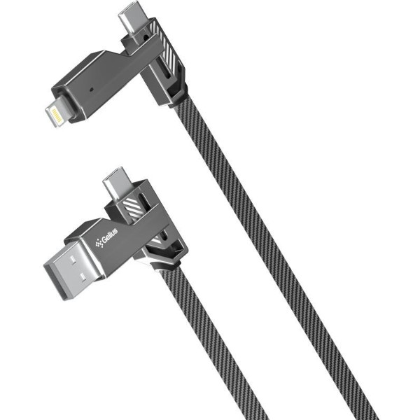 Фото - Кабель Gelius Twister 4в1 USB-A/Type-C to Type-C/Lightning 60W 1,2m Gray (GP-UCN004)