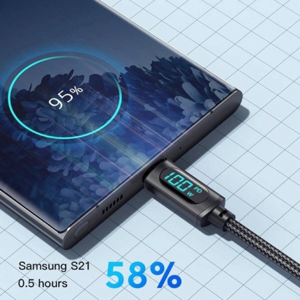 Фото - Кабель Essager Enjoy LED Digital Display USB Charging Cable Type C to Type C 100W 1m Black (EXCTT1-XY01-P)