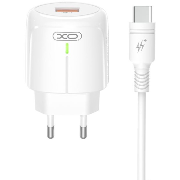 Фото - Мережевий зарядний пристрій XO L112 QC18W Charger with LED with Type-c cable white (XO-L112+C)