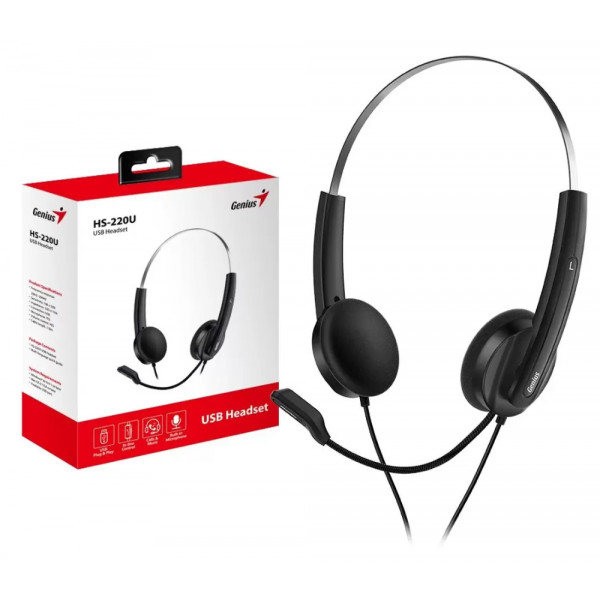 Фото - Навушники накладні дротові Genius HS-220U Black (31710020400)