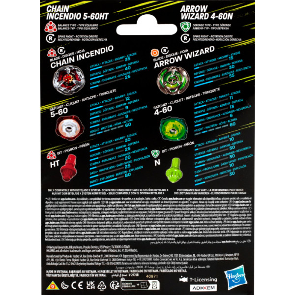 Фото - Набір дзиг Hasbro CHAIN INCENDIO та ARROW WIZARD серії "Beyblade X" (F9586_G0196)
