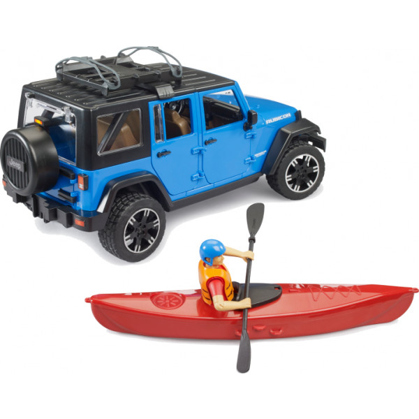 Фото - Автотранспорт BRUDER Автомобиль Jeep Wrangler Rubicon Unlimited с каяком и фигуркой (02529)