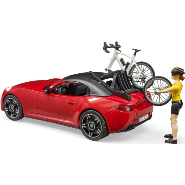 Фото - Автотранспорт BRUDER Roadster з велосипедом та фігуркою (03485)