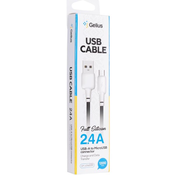 Фото - Кабель Gelius Full Silicon GP-UCN001M MicroUSB 1.2 m Black/White (92319)
