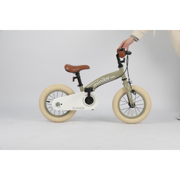 Фото - Двухколёсный велосипед Qplay  Miniby 3в1/12" Grey-Green (CB02MiniBy12Grey-Green)