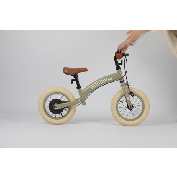 Фото - Двухколёсный велосипед Qplay  Miniby 3в1/12" Grey-Green (CB02MiniBy12Grey-Green)