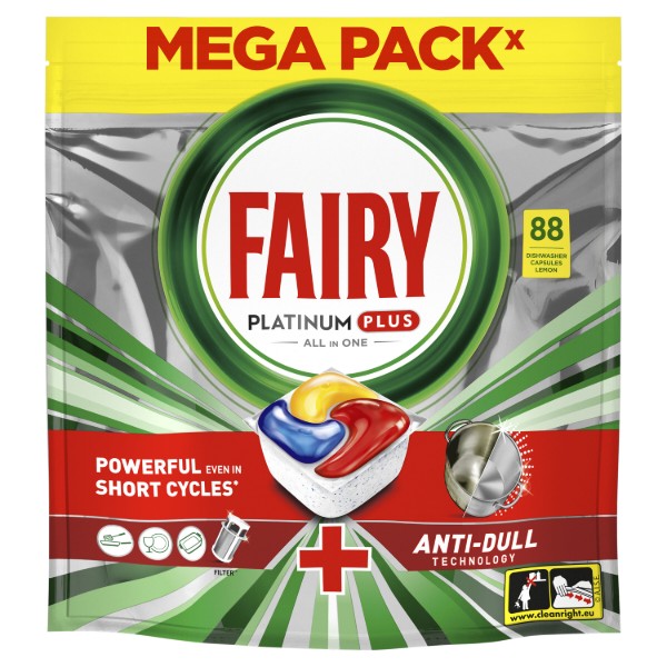 Фото - Таблетка для посудомийної машини Fairy Platinum Plus All in one Лимон 88 шт Фото - Таблетка для посудомийної машини Fairy Platinum Plus All in one Лимон 88 шт