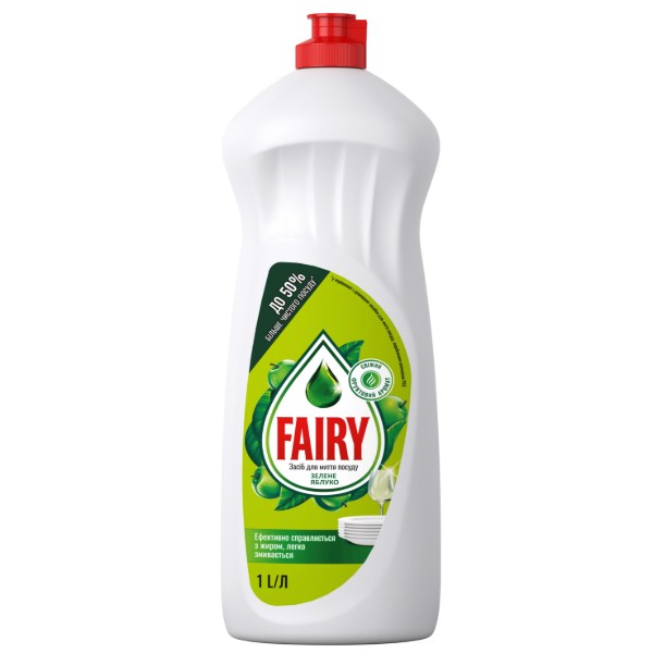 Фото - Засіб для ручного миття посуду Fairy Зелене яблуко 1л