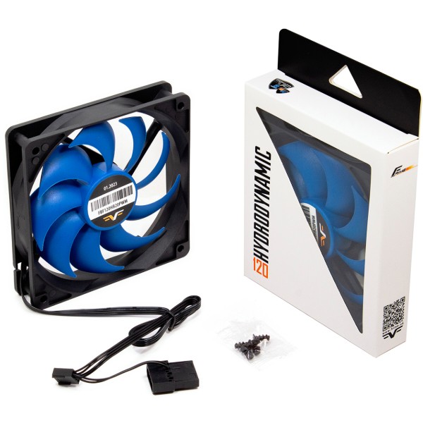 Фото - Корпусный вентилятор Frime 120x120x25мм 4Pin+Molex 2000rpm FD Bearing Black/Blue (FBF120HB20PWM)