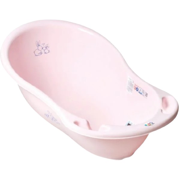 Фото - Дитяча ванночка Tega Baby Зайчики зі зливом 86 см Рожева (KR-004-104)