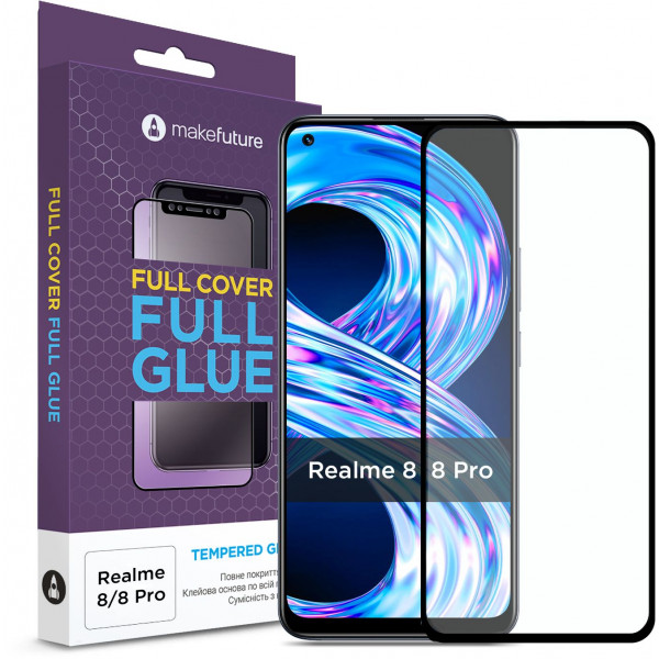 Фото - Мікропошкодження - Захисне скло для смартфона MakeFuture Full Cover Full Glue Realme 8/8 Pro (MGF-R8/8P)
