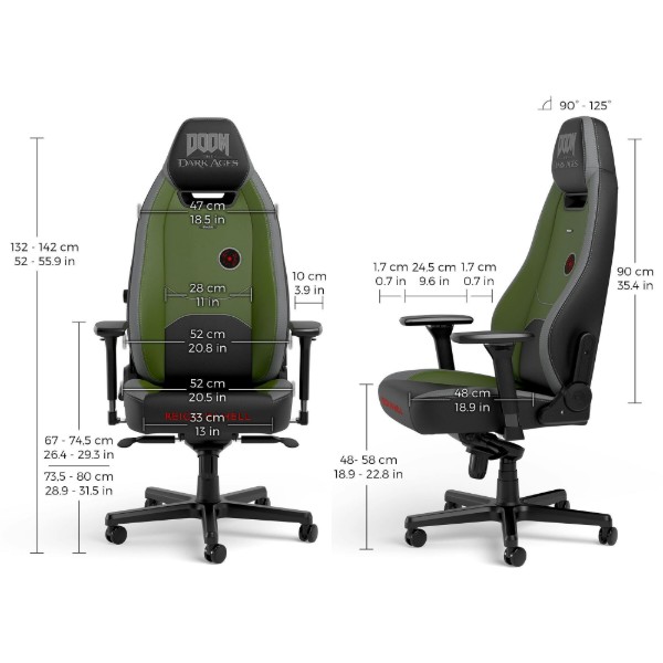 Фото - Кресло для геймеров Noblechairs LEGEND DOOM the Dark Ages Green (NBL-LGD-PU-DDA)