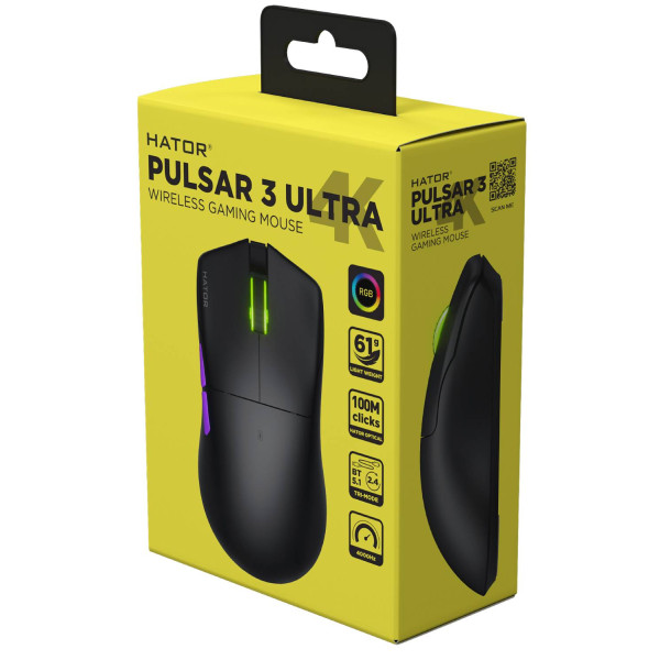 Фото - Мышь беспроводная игровая Hator Pulsar 3 Ultra 4K Wireless Black (HTM680)