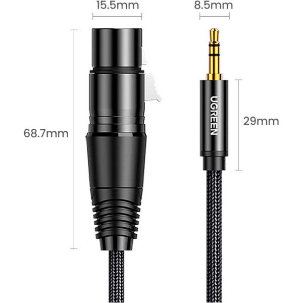 Фото - Кабель 3.5 мм -3.5 мм UGREEN AV182 3.5mm Male to XLR Female 2m Black (20244)