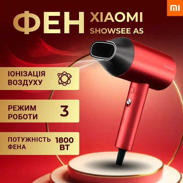 Фото - Фен Xiaomi ShowSee Electric Hair Dryer Red (SHWS-A5-R-EU)