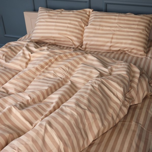 Фото - Комплект постельного белья MirSon Бязь 17-0610 Stripe Light Brown 175х210 см (2200008199128)
