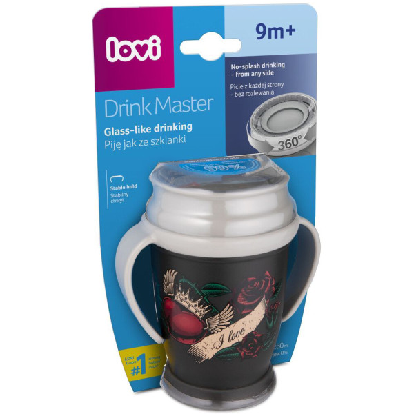 Фото - Поїльник-непроливайка дитячий Lovi 360 Drink Master 250 мл I Love (1/607new)