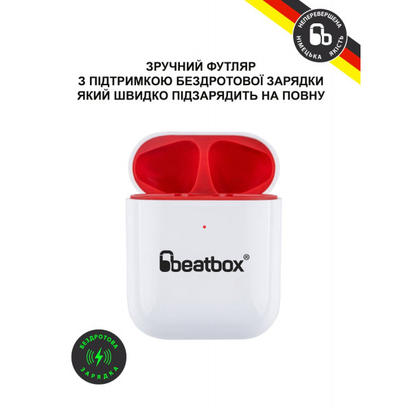 Фото - Навушники вкладиші бездротові TWS BeatBox PODS AIR 2 Wireless charging white-red (bbpair2wcwr)