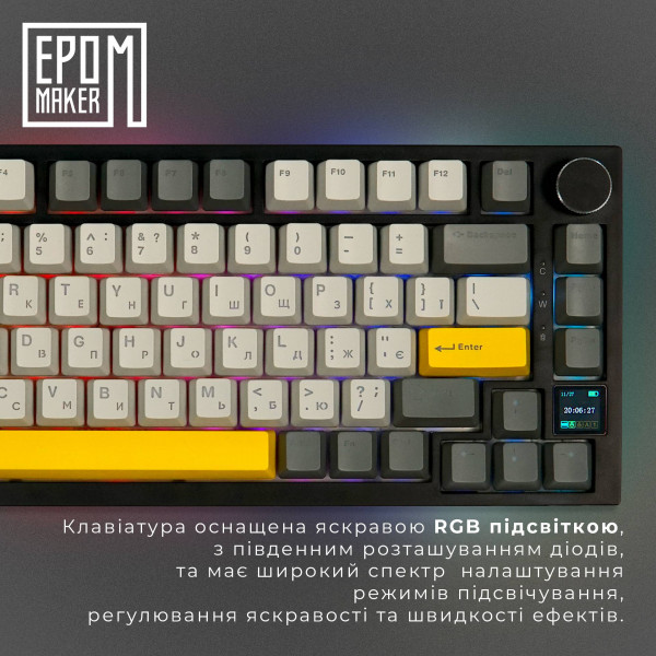Фото - Клавіатура бездротова ігрова EPOMAKER AK820 Pro Gift Switch Hot-Swap Black (AK820-PRO-B-G)