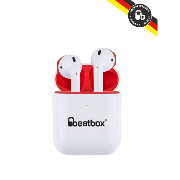 Фото - Навушники вкладиші бездротові TWS BeatBox PODS AIR 2 Wireless charging white-red (bbpair2wcwr)
