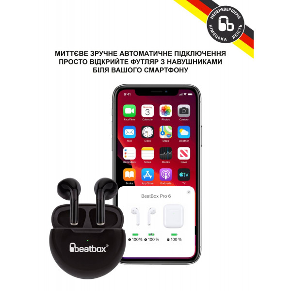 Фото - Навушники вкладиші бездротові TWS BeatBox PODS PRO 6 black (bbppro6b)