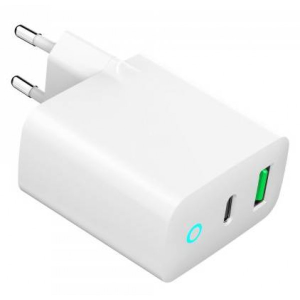 Фото - Мережевий зарядний пристрій Gembird USB-A + 1 Type-C PD20Вт + QC3.0 18Вт (TA-UC-PDQC20L-W-01)