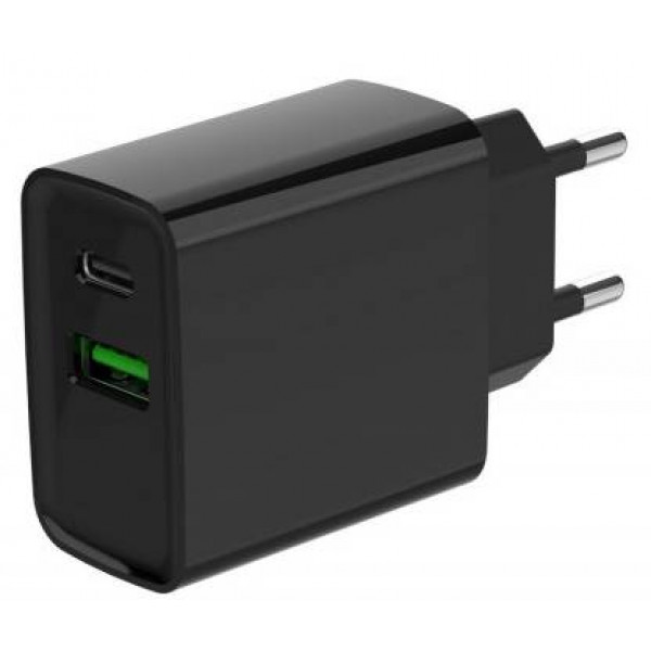 Фото - Мережевий зарядний пристрій Gembird USB-A + 1 Type-C PD20Вт + QC3.0 18Вт (TA-UC-PDQC20-01-BK)