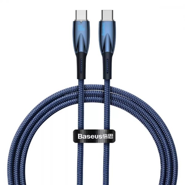 Фото - Кабель Baseus Glimmer Series Fast Charging Type-C to Type-C 100W 1m blue (CADH000703)