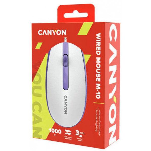 Фото - Мышь проводная Canyon M-10 USB White Lavender (CNE-CMS10WL)
