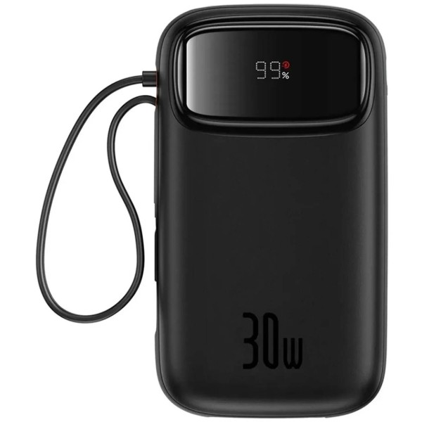 Фото - Батарея мобільна Baseus QPow2 20000mAh 30W USB-A+USB-C Built-in 2xUSB-C Cable Black (P10055009113-00)