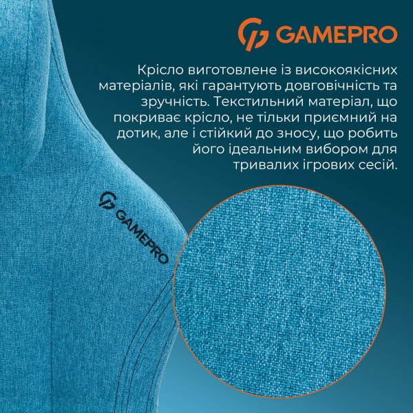 Фото - Крісло для геймерів GamePro FGC750LB Size L Fabric Light Blue