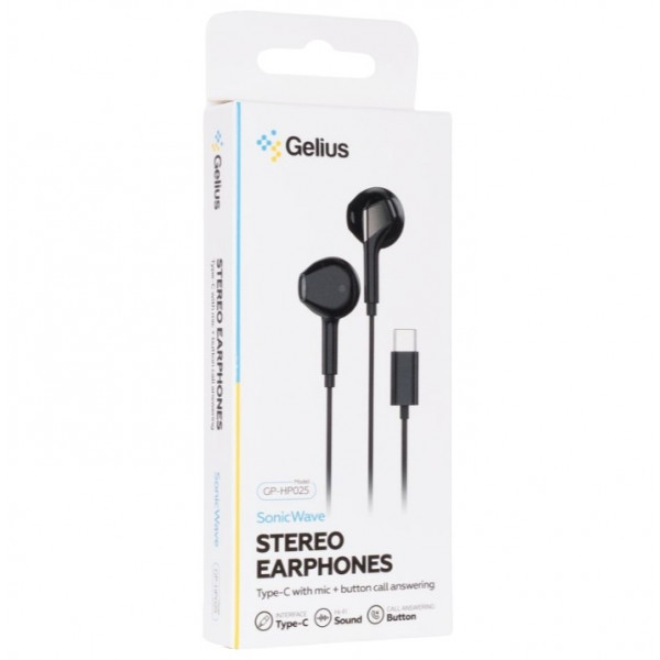Фото - Навушники вкладиші дротові Gelius SonicWave GP-HP025 Black (98311)
