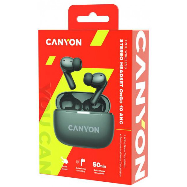 Фото - Навушники вкладиші бездротові TWS Canyon OnGo TWS-10 ANC ENC Black (CNS-TWS10BK)