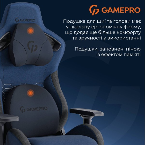 Фото - Крісло для геймерів GamePro Size XL Fabric Dark Blue (GC900DB)